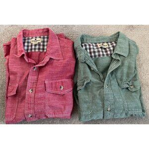 Woolrich Atlas Short Sleeved Button Front Shirts Lot of 2 Red & Green Men's XXL